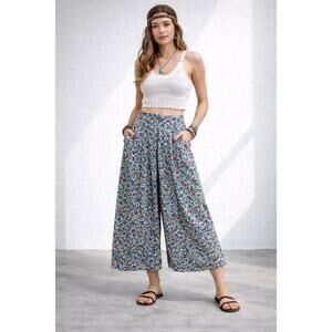 VTG Fundamental Things Ditsy Floral Culotte Pant 10 Cropped Pockets Cottage Boho